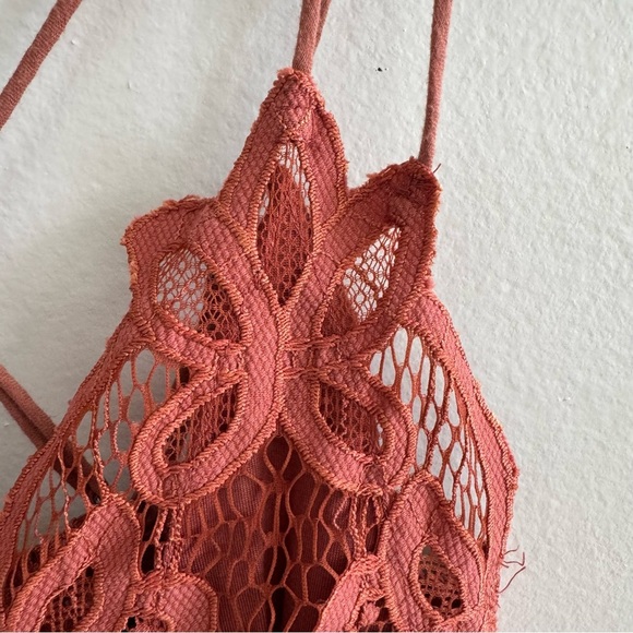 Intimately Free People Adella Lace Floral Bralette Top Copper Orange Size Small - Picture 3 of 11
